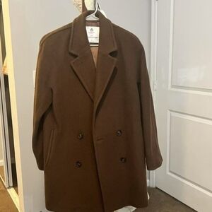 Elegant Brown Double-Breasted Coat